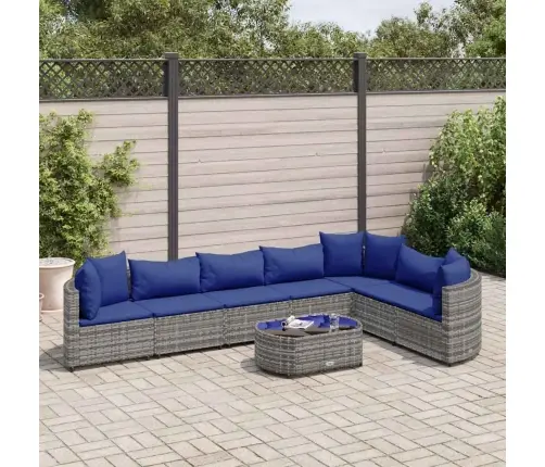 8-Daļīgs Dārza Dīvāna Komplekts Ar Matračiem, Pelēks Pe Pinums Vidaxl