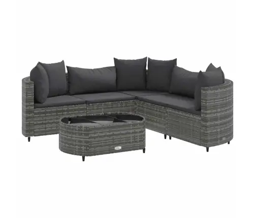 Sofos Komplektas Su Pagalvėlėmis, 6 Dalių, Pilkas, Poliratanas