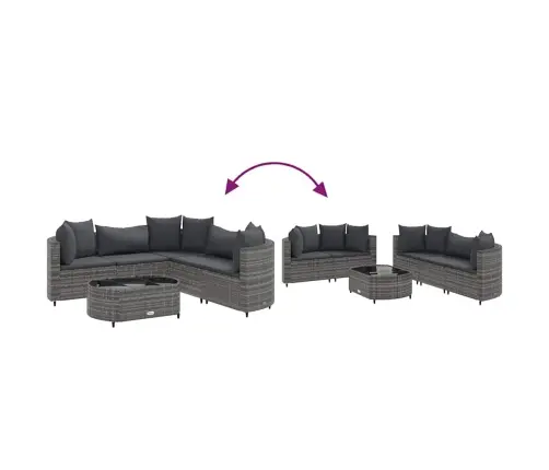 Sofos Komplektas Su Pagalvėlėmis, 6 Dalių, Pilkas, Poliratanas