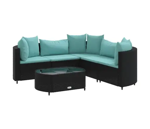 6-Daļīgs Dārza Dīvāna Komplekts, Matrači, Melna Pe Rotanpalma Vidaxl