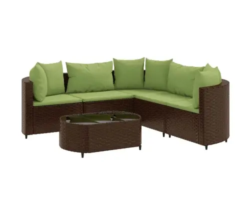 6-Daļīgs Dārza Dīvānu Komplekts, Matrači, Brūna Pe Rotangpalma Vidaxl