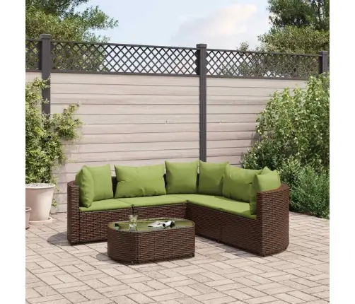 6-Daļīgs Dārza Dīvānu Komplekts, Matrači, Brūna Pe Rotangpalma Vidaxl