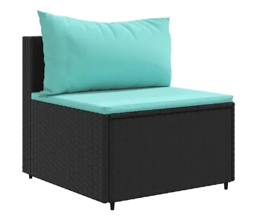 10-Daļīgs Dārza Dīvāna Komplekts, Matrači, Melna Pe Rotangpalma Vidaxl