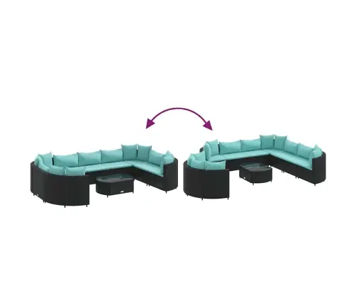 10-Daļīgs Dārza Dīvāna Komplekts, Matrači, Melna Pe Rotangpalma Vidaxl