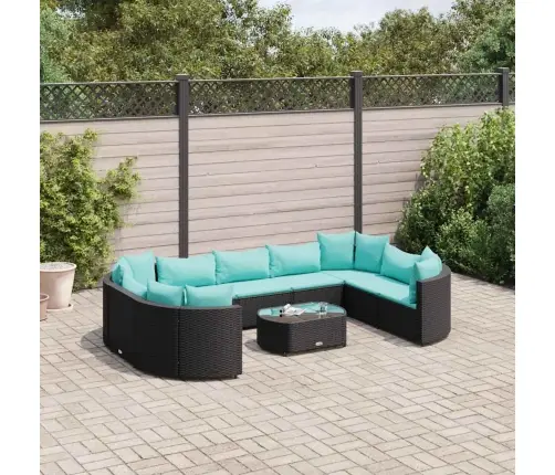 10-Daļīgs Dārza Dīvāna Komplekts, Matrači, Melna Pe Rotangpalma Vidaxl