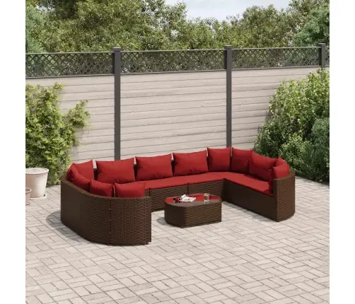 10-Daļīgs Dārza Dīvāna Komplekts, Matrači, Brūna Pe Rotangpalma Vidaxl