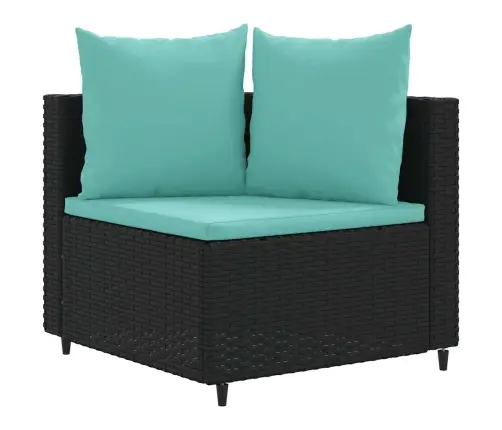 Sodo Komplektas Su Pagalvėlėmis, 10 Dalių, Juodas, Poliratanas