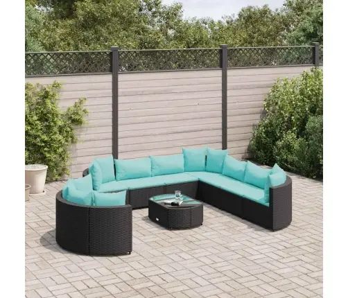 Sodo Komplektas Su Pagalvėlėmis, 10 Dalių, Juodas, Poliratanas