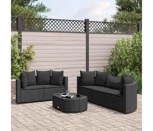 6-Daļīgs Dārza Dīvāna Komplekts, Matrači, Melna Pe Rotanpalma Vidaxl