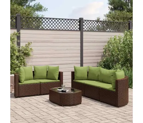 6-Osaline Aiamööblikomplekt Patjadega, Pruun, Polürotang