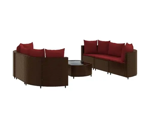 Sofos Komplektas Su Pagalvėlėmis, 7 Dalių, Rudas, Poliratanas