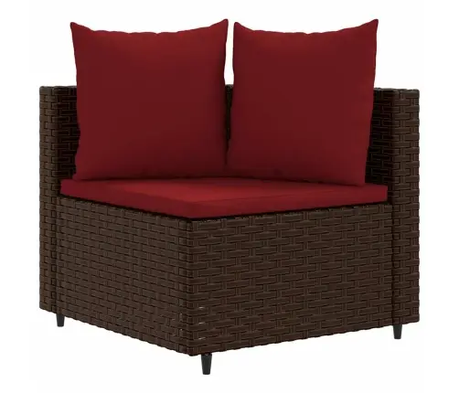 Sofos Komplektas Su Pagalvėlėmis, 7 Dalių, Rudas, Poliratanas