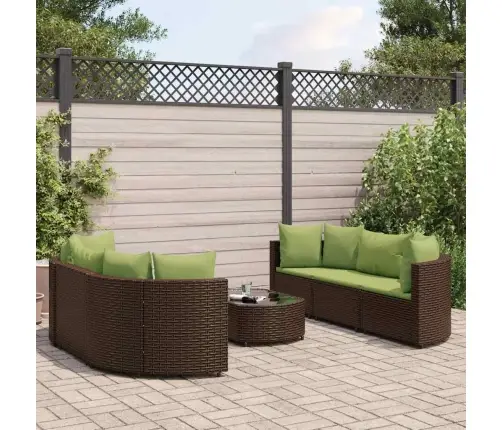 Sofos Komplektas Su Pagalvėlėmis, 7 Dalių, Rudas, Poliratanas