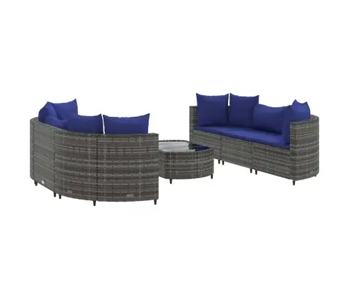 7-Daļīgs Dārza Dīvāna Komplekts, Matrači, Pelēka Pe Rotangpalma Vidaxl