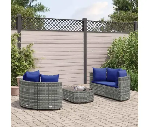 Sofos Komplektas Su Pagalvėlėmis, 5 Dalių, Pilkas, Poliratanas