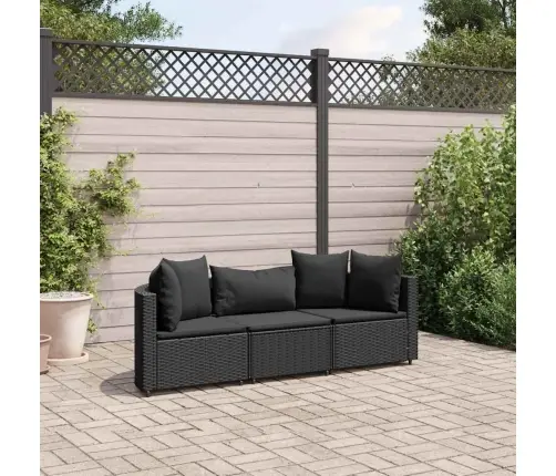 3-Osaline Aiadiivanikomplekt Patjadega, Must, Polürotang