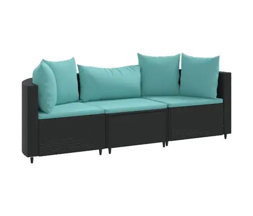 3-Daļīgs Dārza Dīvānu Komplekts Ar Matračiem, Pe Rotangpalma Vidaxl