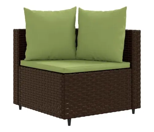 3-Daļīgs Dārza Dīvānu Komplekts, Matrači, Brūna Pe Rotangpalma Vidaxl