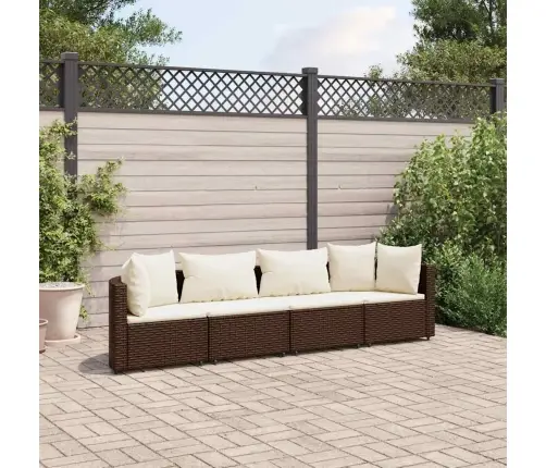 4-Daļīgs Dārza Dīvānu Komplekts, Matrači, Brūna Pe Rotangpalma Vidaxl