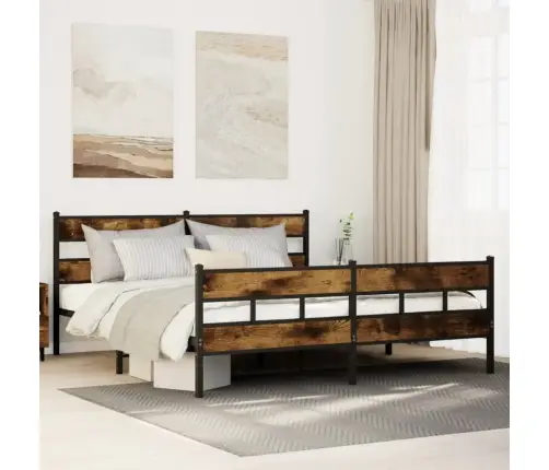 Gultas Rāmis Bez Matrača, Metāls, 200X200Cm, Ozolkoka Imitācija Vidaxl