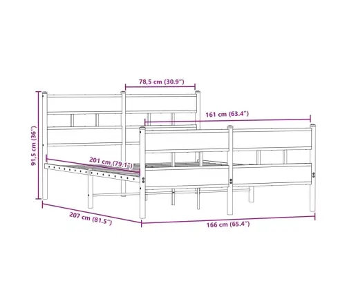 Lovos Rėmas Be Čiužinio, Sonoma Ąžuolo, 160X200cm Metalas