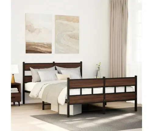 Gultas Rāmis Bez Matrača, Metāls, 150X200 Cm, Ozolkoka Krāsa Vidaxl