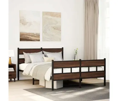 Gultas Rāmis Bez Matrača, Metāls, 160X200 Cm, Ozolkoka Krāsa Vidaxl