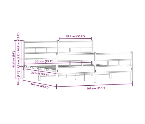 Lovos Rėmas Be Čiužinio, Rudas Ąžuolo, 200X200cm Metalas Lovos Rėmas Be Čiužinio, Rudas Ąžuolo, 200X200cm Metalas