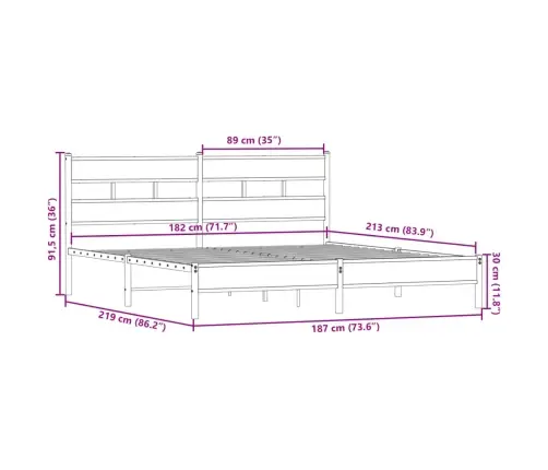Gultas Rāmis Bez Matrača, Metāls, 183X213Cm, Ozolkoka Imitācija Vidaxl