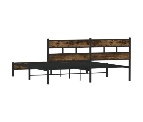 Metallist Voodiraam Ilma Madratsita Suitsutatud Tamm 200X200 Cm