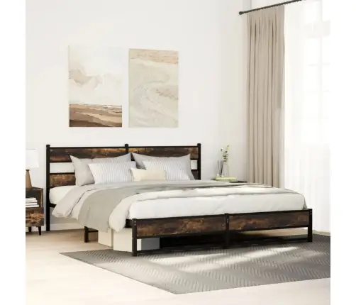 Metallist Voodiraam Ilma Madratsita Suitsutatud Tamm 193X203 Cm