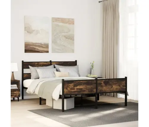 Gultas Rāmis Bez Matrača, Metāls, 160X200Cm, Ozolkoka Imitācija Vidaxl