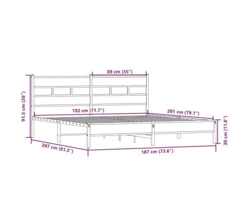 Lovos Rėmas Be Čiužinio, Sonoma Ąžuolo, 180X200cm Metalas