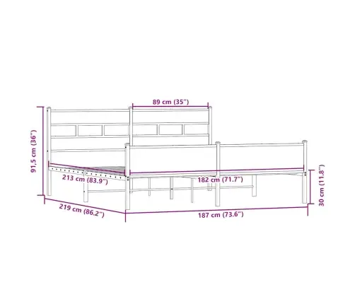 Lovos Rėmas Be Čiužinio, Sonoma Ąžuolo, 183X213cm Metalas