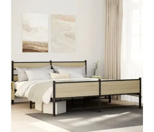 Lovos Rėmas Be Čiužinio, Sonoma Ąžuolo, 193X203cm Metalas
