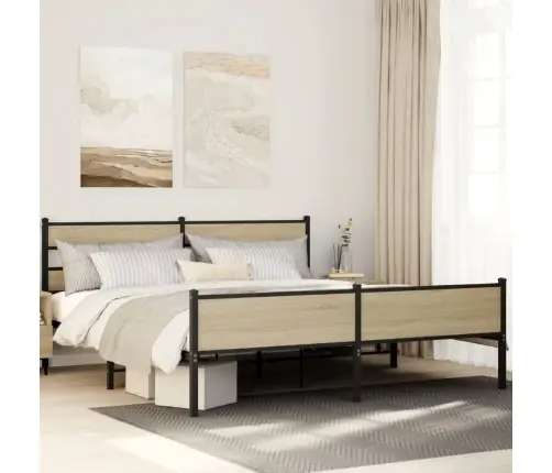 Metallist Voodiraam Ilma Madratsita Sonoma Tamm 200X200 Cm