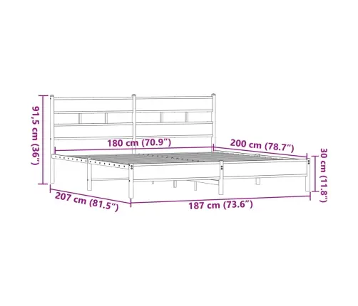 Gultas Rāmis Bez Matrača, Metāls, 180X200 Cm, Ozolkoka Krāsa Vidaxl