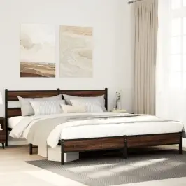 Metallist Voodiraam Ilma Madratsita Pruun Tamm 183X213 Cm