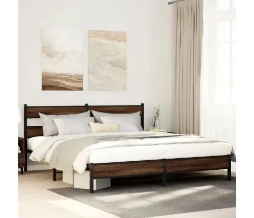 Gultas Rāmis Bez Matrača, Metāls, 193X203 Cm, Ozolkoka Krāsa Vidaxl