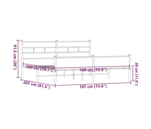 Lovos Rėmas Be Čiužinio, Rudas Ąžuolo, 180X200cm Metalas