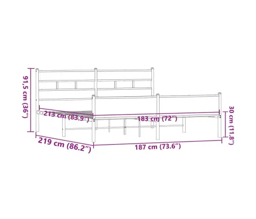 Metallist Voodiraam Ilma Madratsita Pruun Tamm 183X213 Cm