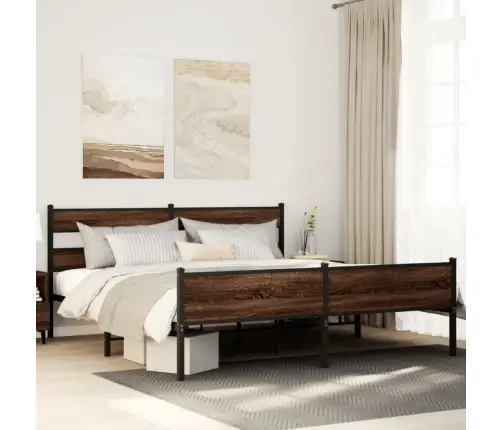 Gultas Rāmis Bez Matrača, Metāls, 200X200 Cm, Ozolkoka Krāsa Vidaxl