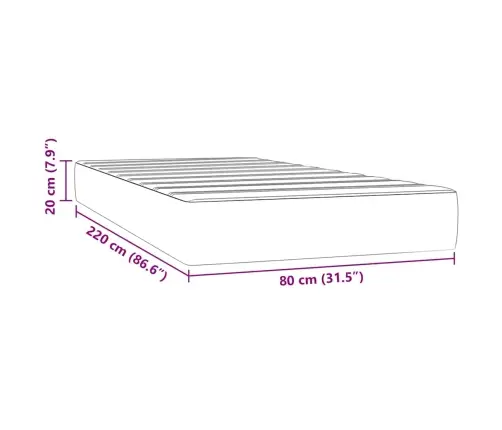 Kabatu Atsperu Matracis, Gaiši Pelēks, 80X220X20 Cm, Samts Vidaxl