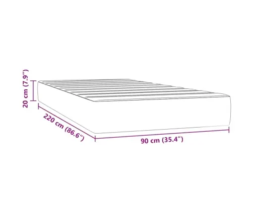 Kabatu Atsperu Matracis, Melns, 90X220X20 Cm, Samts Vidaxl