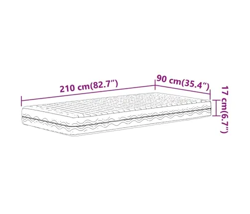Putu Matracis, Balts, 90X210 Cm, Cietība H2, H3 Vidaxl