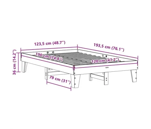 Lovos Rėmas Be Čiužinio, Baltas, 120X190cm Pušies Masyvas