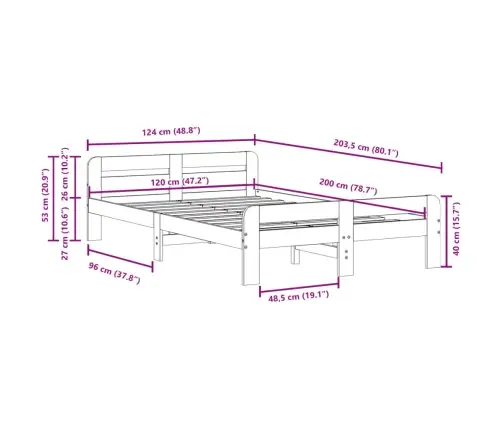 Lovos Rėmas Be Čiužinio, Vaško Ruda, 120X200cm Pušis