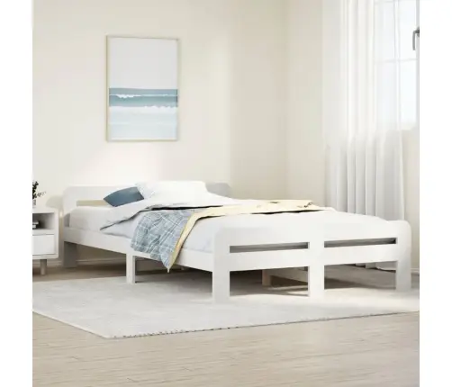 Gulta Bez Matrača, Balts, 135X190 Cm, Priedes Masīvkoks Vidaxl