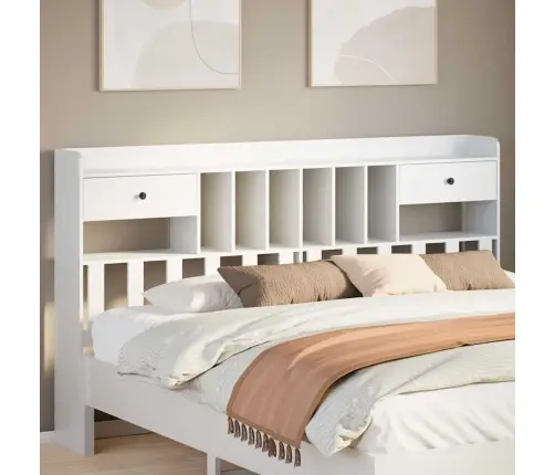 Galvgalis Ar Plauktiem, Balts, 180 Cm, Priedes Masīvkoks Vidaxl