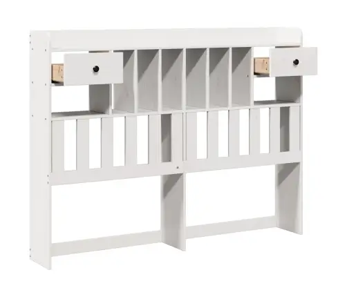 Galvgalis Ar Plauktiem, Balts, 150 Cm, Priedes Masīvkoks Vidaxl Galvgalis Ar Plauktiem, Balts, 150 Cm, Priedes Masīvkoks Vidaxl